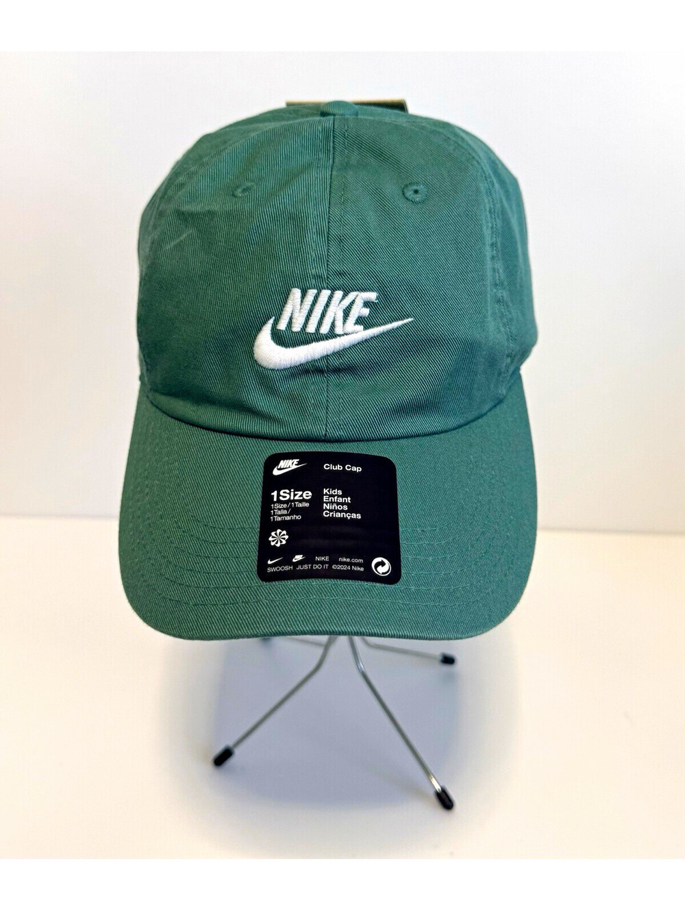 Nike Kids Club Cap Green One Size Adjustable Cotton Baseball Hat NWT